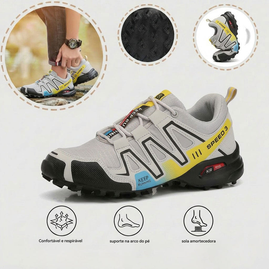 Sapatos ortopédicos desportivos e confortáveis — com apoio para o arco do pé, antiderrapantes, respiráveis e resistentes ao desgaste.