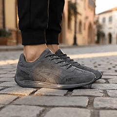 Sapatos ortopédicos confortáveis — fabricados em camurça de alta qualidade, com apoio para o arco do pé, para aliviar a dor; leves e com amortecimento.