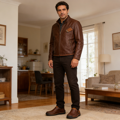 Sapatos ortopédicos confortáveis — fabricados em pele de vaca italiana, com apoio para o arco do pé, para aliviar a dor; leves e com amortecimento.