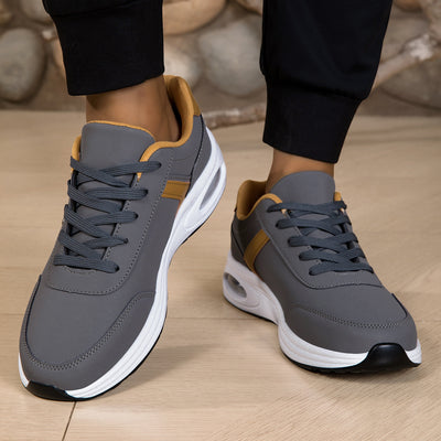 Sapatos ortopédicos confortáveis — com apoio para o arco do pé, para aliviar a dor; leves, com amortecimento e revestimento em pele impermeável.