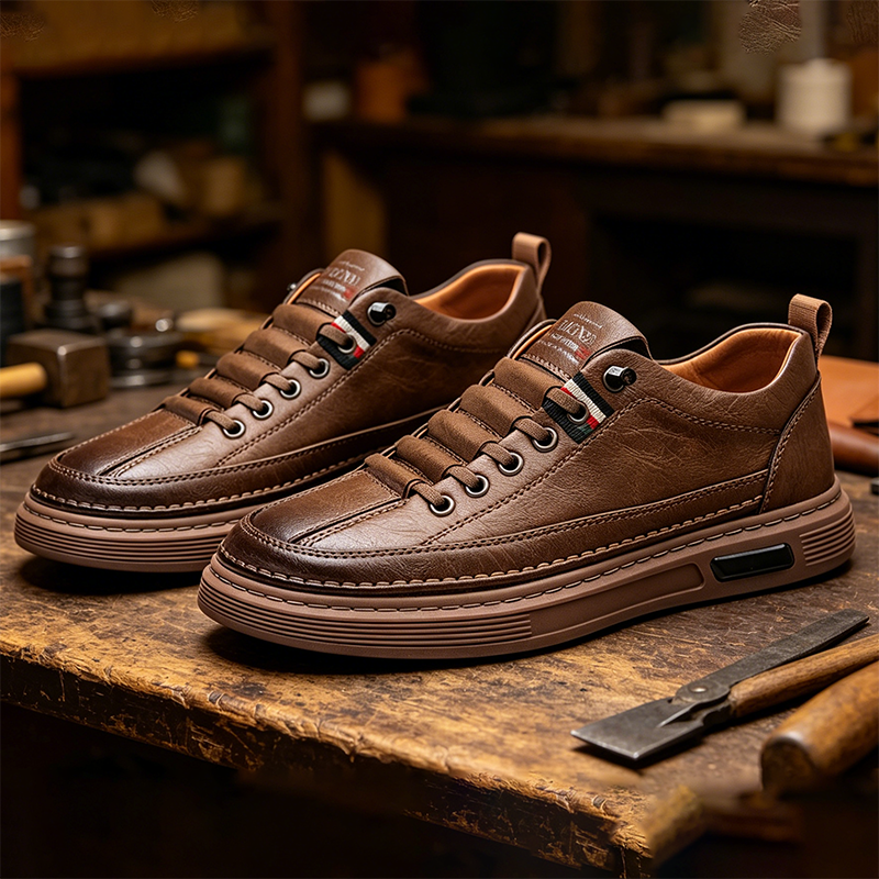 Sapatos ortopédicos confortáveis e casuais – feitos à mão em pele de bovino italiana, com suporte para o arco do pé para uma caminhada confortável.