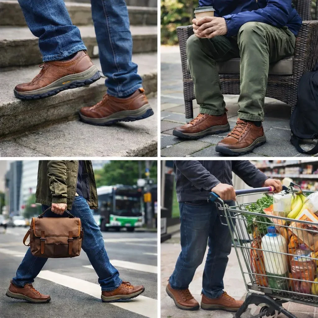 Sapatos ortopédicos confortáveis e casuais — fabricados à mão em pele de vaca italiana, com apoio para o arco do pé, para um caminhar confortável