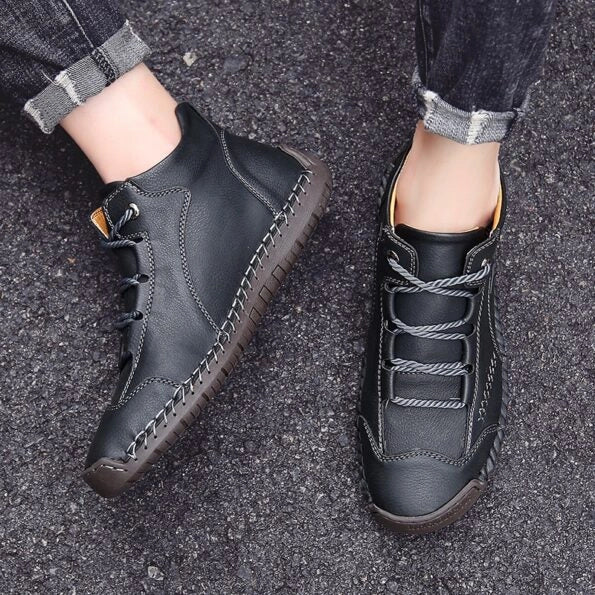 Sapatos ortopédicos casuais e confortáveis — Fabricados em pele de bezerro camurça italiana com apoio para o arco