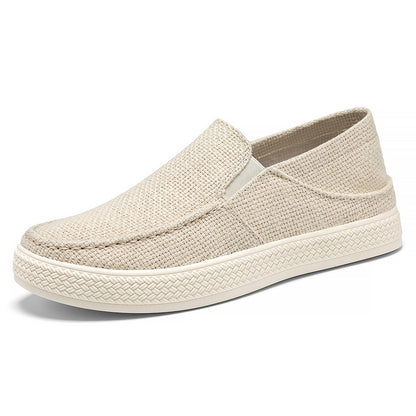 Sapatos ortopédicos com malha — totalmente tecidos à mão, com apoio para o arco do pé, para aliviar a dor.