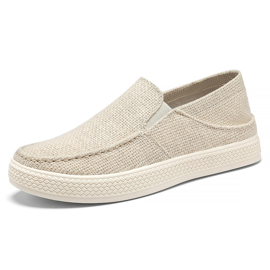 Sapatos ortopédicos com malha — totalmente tecidos à mão, com apoio para o arco do pé, para aliviar a dor.