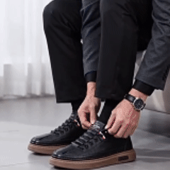 Sapatos ortopédicos confortáveis e casuais – feitos à mão em pele de bovino italiana, com suporte para o arco do pé para uma caminhada confortável.