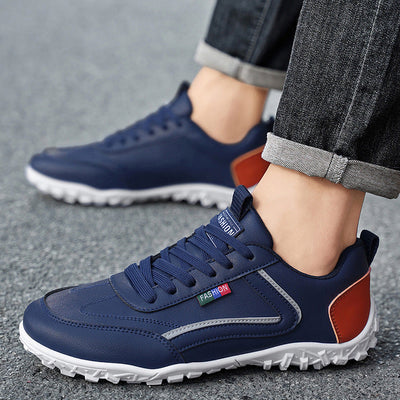 Sapatos ortopédicos confortáveis — com apoio do arco do pé, para aliviar a dor; leves, com amortecimento e revestimento em pele impermeável.
