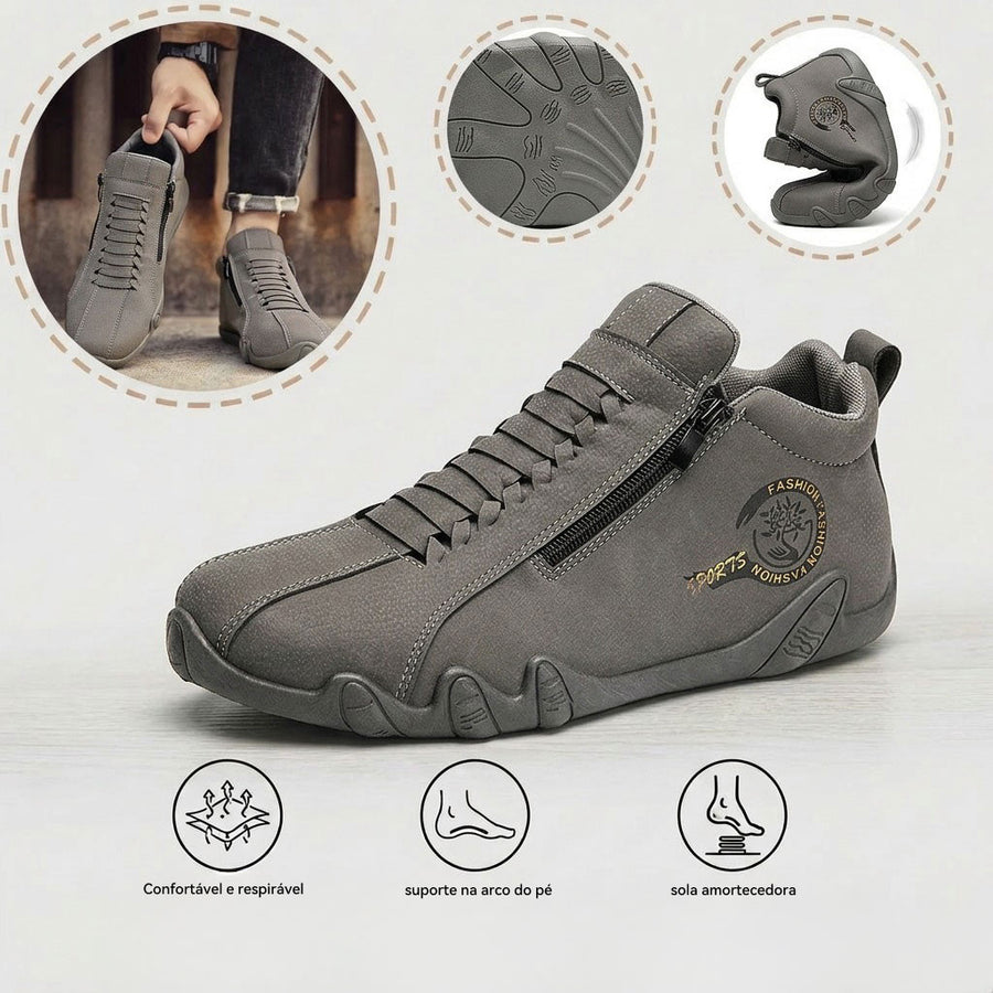 Sapatos ortopédicos confortáveis — apoio ergonómico do arco do pé, alívio da dor, biqueira larga que não aperta o pé.