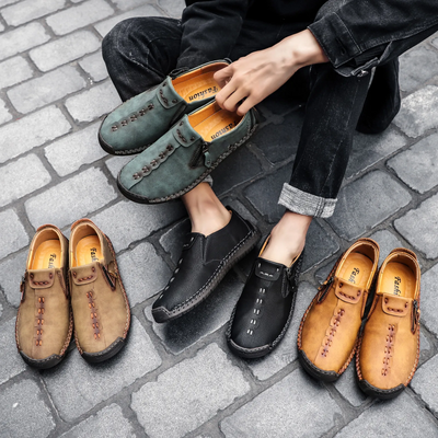Sapatos ortopédicos confortáveis e casuais — em pele de vaca italiana mate, com apoio para o arco do pé