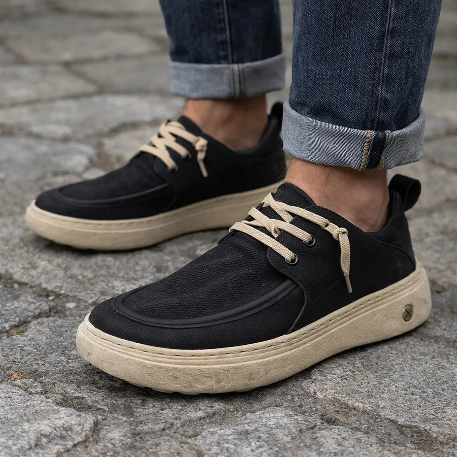 Sapatos ortopédicos casuais e elegantes — com apoio para o arco do pé, para aliviar a dor, e com revestimento em pele de fácil manutenção