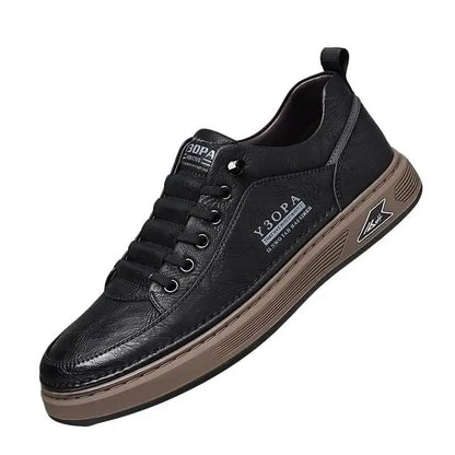 Sapatos ortopédicos confortáveis — costurados à mão, com amortecimento suave e revestimento em pele impermeável.