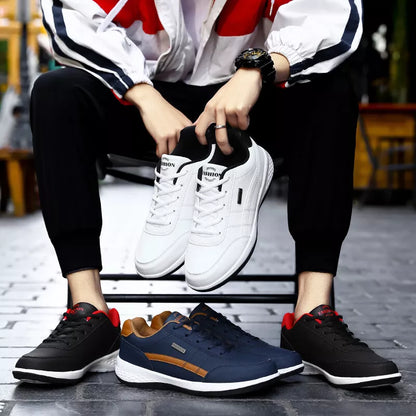 Sapatos ortopédicos confortáveis — com apoio do arco do pé para aliviar a dor; leves, com amortecimento e revestimento em pele impermeável.