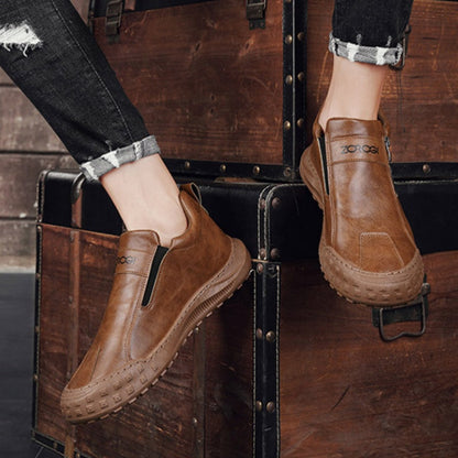 🎁 Oferta Especial: 70% de Desconto 🎁 Sapatos Ortopédicos Masculinos — Sensação de couro bovino macio 👟 Repelente à água e resistente a manchas ✅ Amortecimento duplo e suporte para o arco do pé