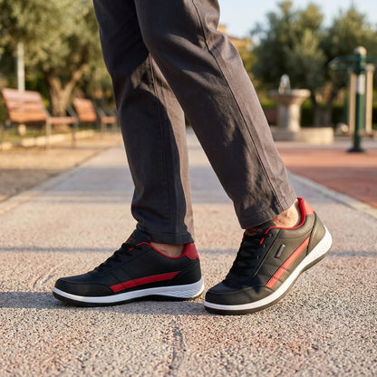 🎁 Oferta Especial: 70% de desconto 🎁 Sapatos Ortopédicos para Homem Estilosos 👟 Impermeáveis e Antiderrapantes ✅ Suporte para o Arco do Pé — Caminhada Confortável