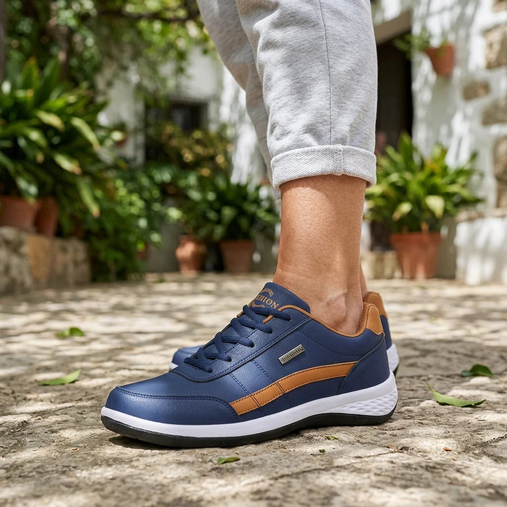 🎁 Oferta Especial: 70% de desconto 🎁 Sapatos Ortopédicos para Homem Estilosos 👟 Impermeáveis e Antiderrapantes ✅ Suporte para o Arco do Pé — Caminhada Confortável