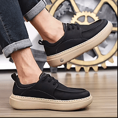 Sapatos ortopédicos casuais e elegantes — com apoio para o arco do pé, para aliviar a dor, e com revestimento em pele de fácil manutenção