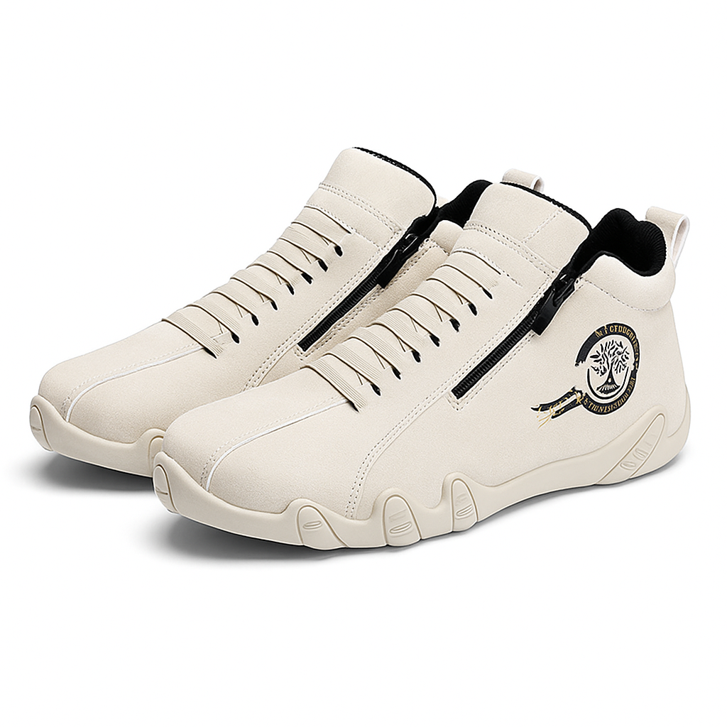 Sapatos ortopédicos confortáveis — apoio ergonómico do arco do pé, alívio da dor, biqueira larga que não aperta o pé.