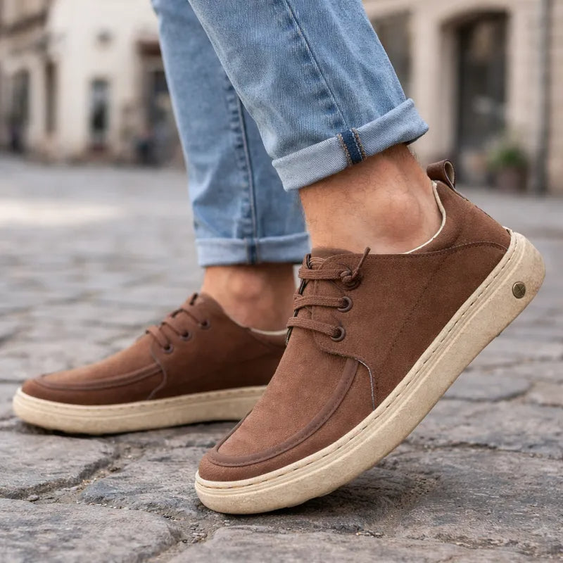 Sapatos ortopédicos casuais e elegantes — com apoio para o arco do pé, para aliviar a dor, e com revestimento em pele de fácil manutenção