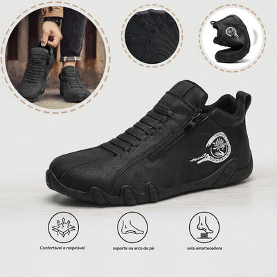 Sapatos ortopédicos confortáveis — apoio ergonómico do arco do pé, alívio da dor, biqueira larga que não aperta o pé.