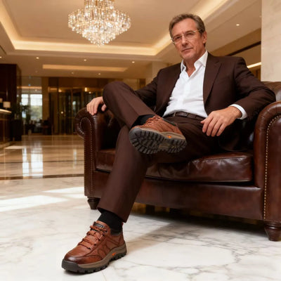 Sapatos ergonómicos com palmilha ortopédica — Couro de vaca italiano de alta qualidade, apoio do arco plantar e alívio da dor nos pés