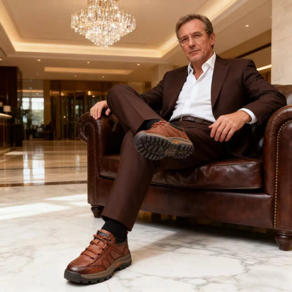 Sapatos ergonómicos com palmilha ortopédica — Couro de vaca italiano de alta qualidade com apoio para o arco do pé, para ajudar a aliviar a dor nos pés