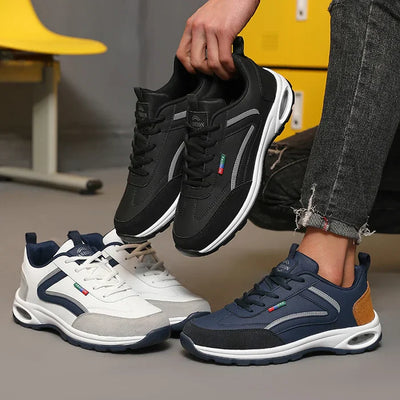 Sapatos ortopédicos confortáveis — com apoio para o arco do pé, para aliviar a dor; protegem os pés, para que não se canse mesmo após longas caminhadas.