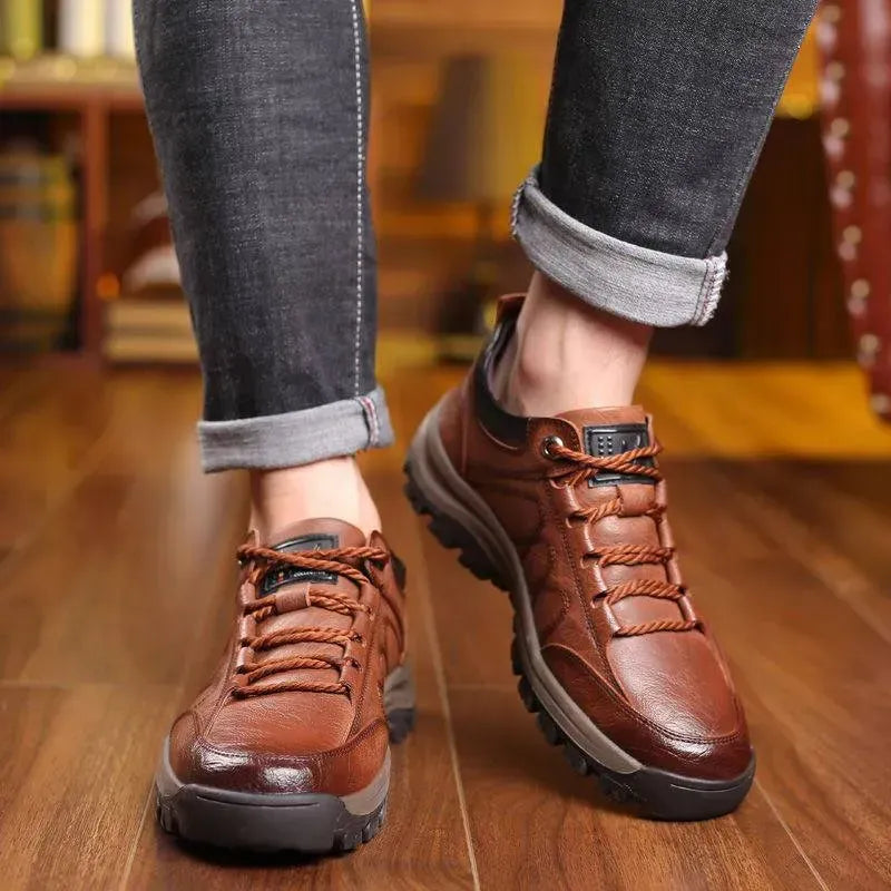 Sapatos ergonómicos com palmilha ortopédica — Couro de vaca italiano de alta qualidade com apoio para o arco do pé, para ajudar a aliviar a dor nos pés