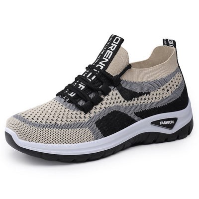Sapatos ortopédicos casuais com blocos de cor — apoio do arco, sola almofadada ultraleve, parte superior em Flyknit respirável