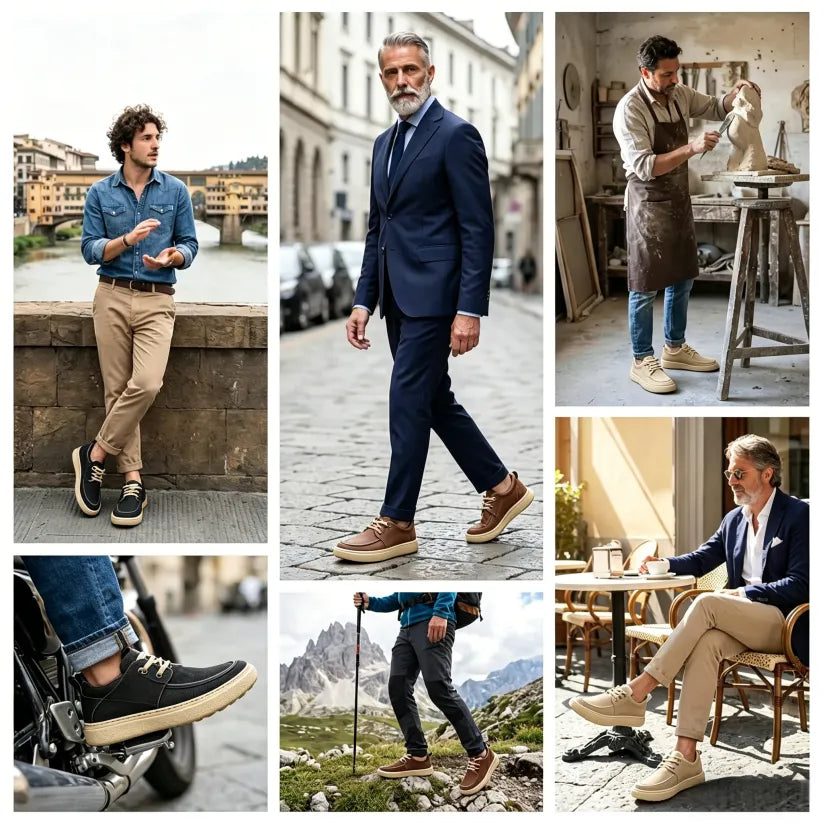 ⏰30% de desconto hoje🔥 Sapatos ortopédicos masculinos: Suporte para o arco do pé, design com calcanhar plano👟 Fáceis e confortáveis a cada passo, diga adeus à dor✅