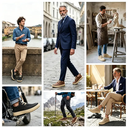 ⏰30% de desconto hoje🔥 Sapatos ortopédicos masculinos: Suporte para o arco do pé, design com calcanhar plano👟 Fáceis e confortáveis a cada passo, diga adeus à dor✅